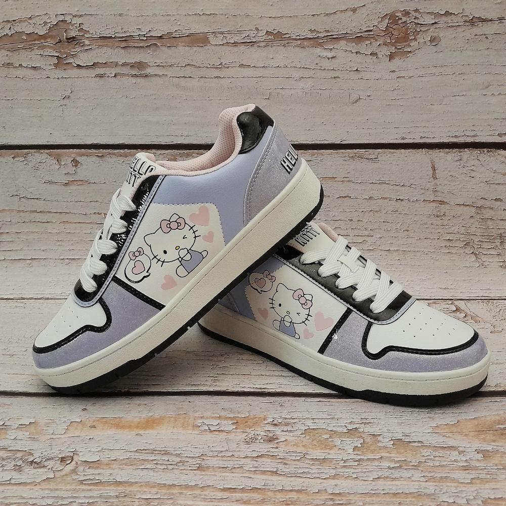 Womens Hello Kitty Sneakers Purple Casual Court Shoes Size 8 9 NWT